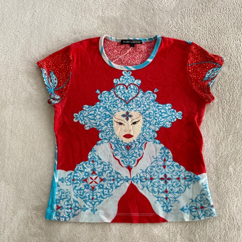 Vintage BCBG for Nordstrom graphic floral goddess top